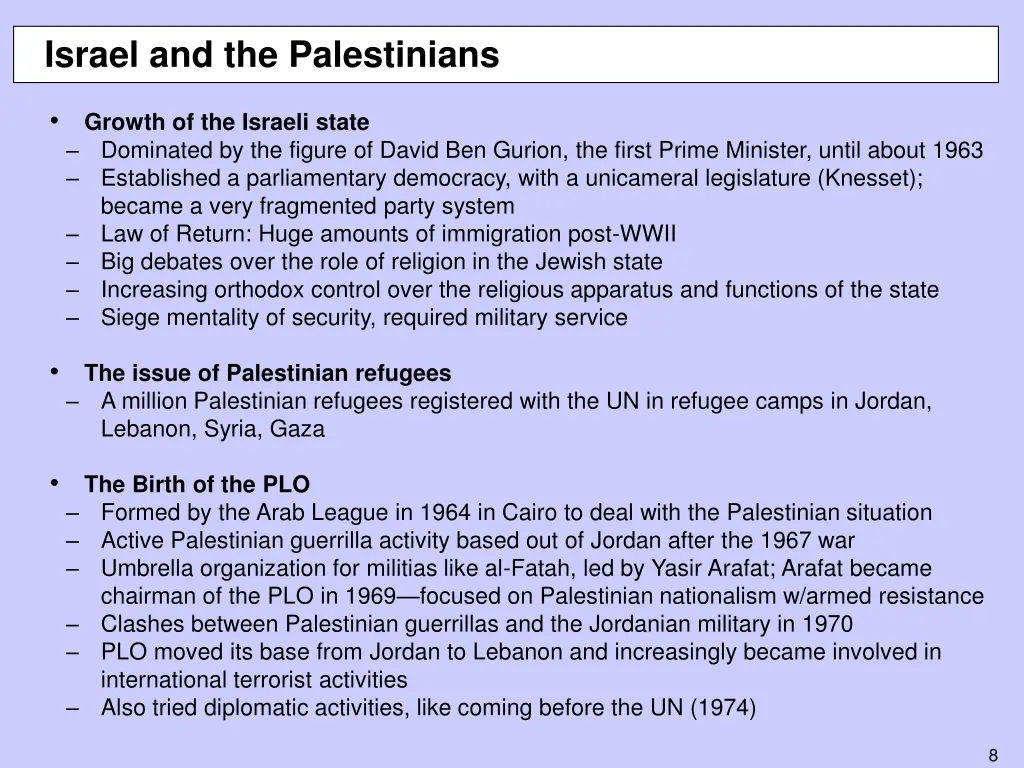 israel and the palestinians