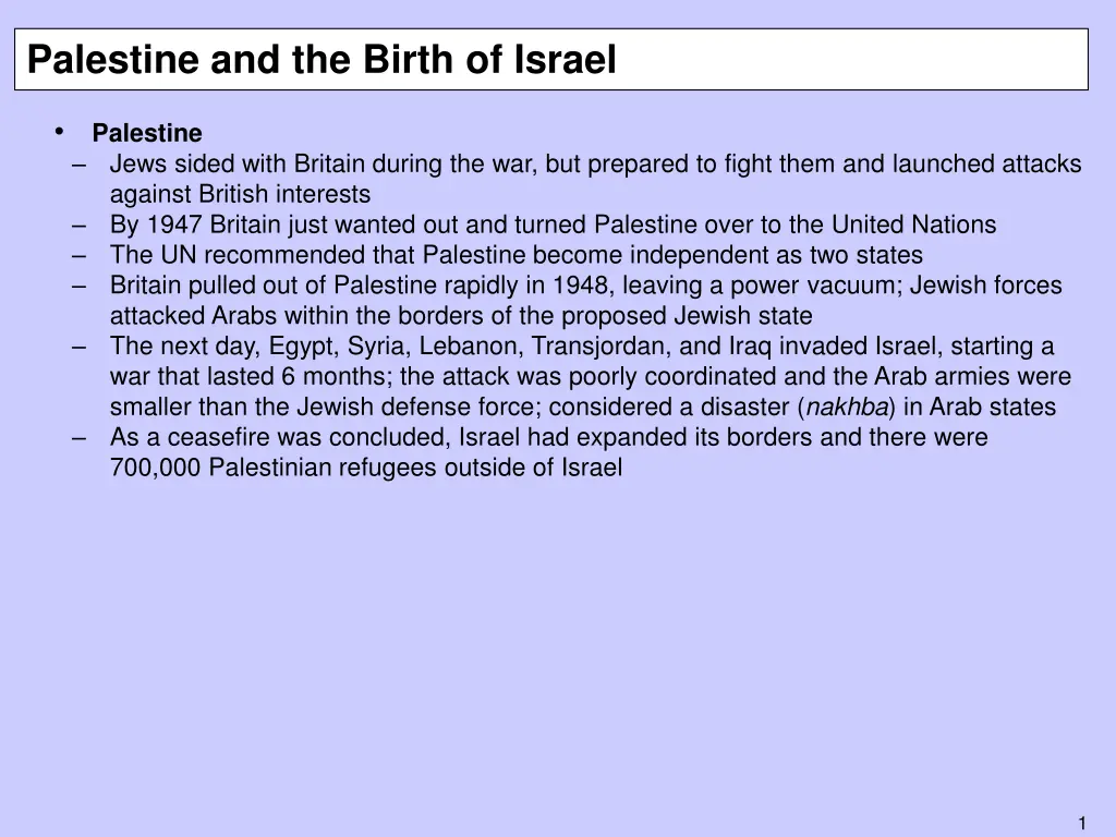 palestine and the birth of israel