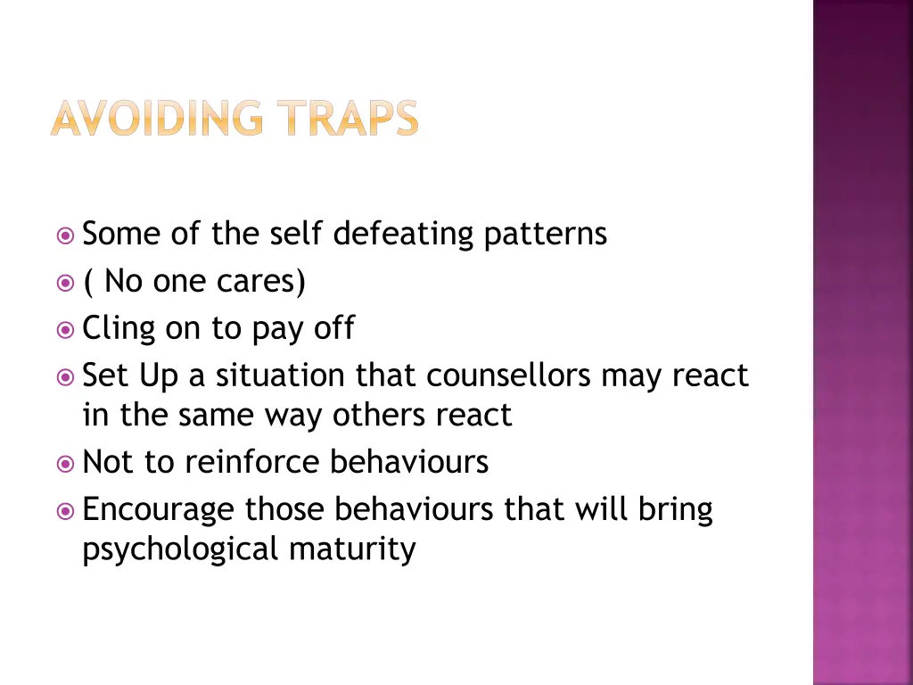 avoiding traps