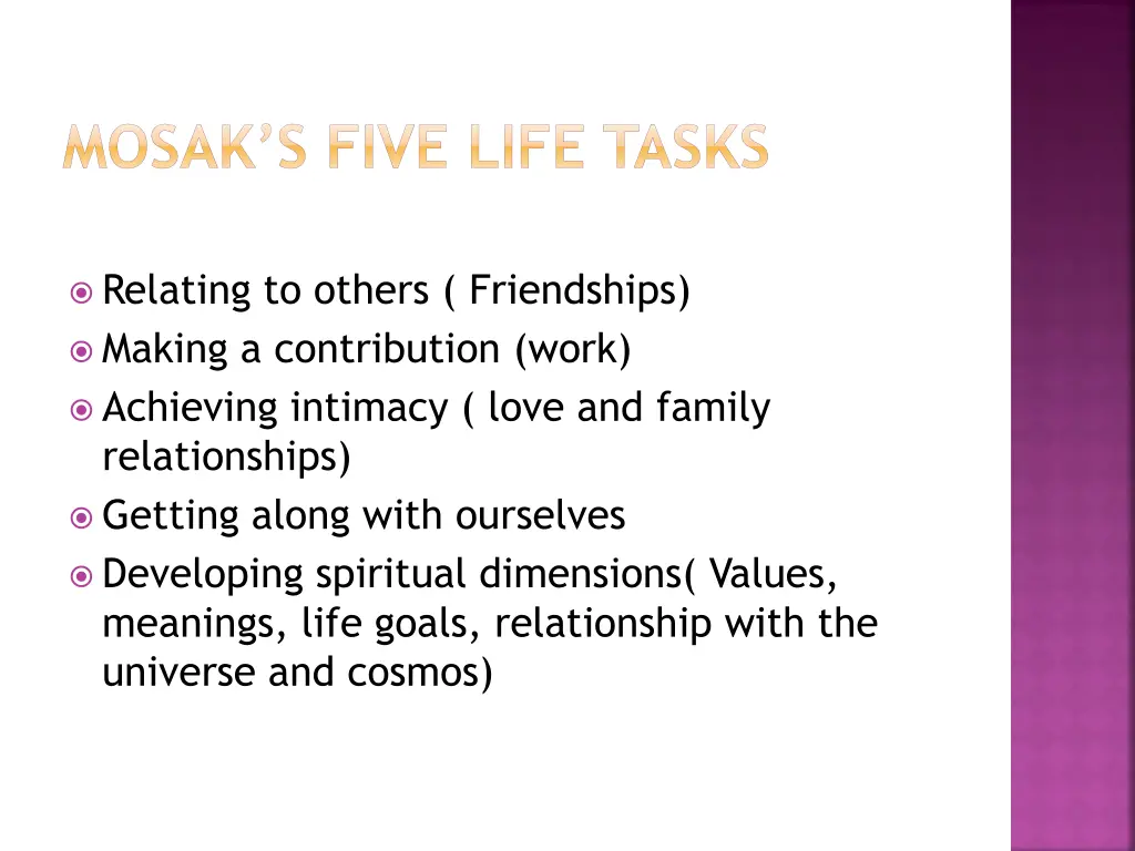mosak s five life tasks
