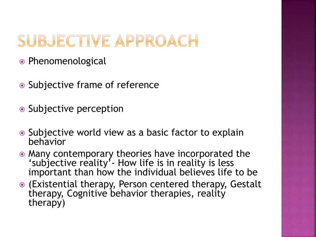 subjective approach