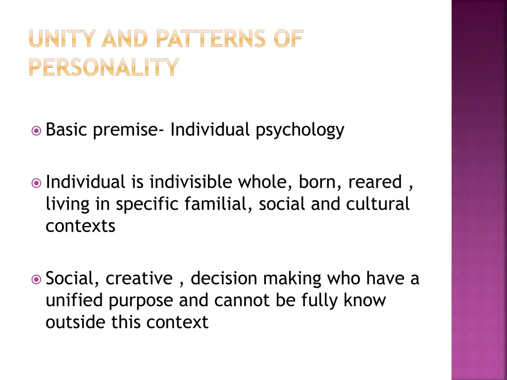 unity and patterns of personality