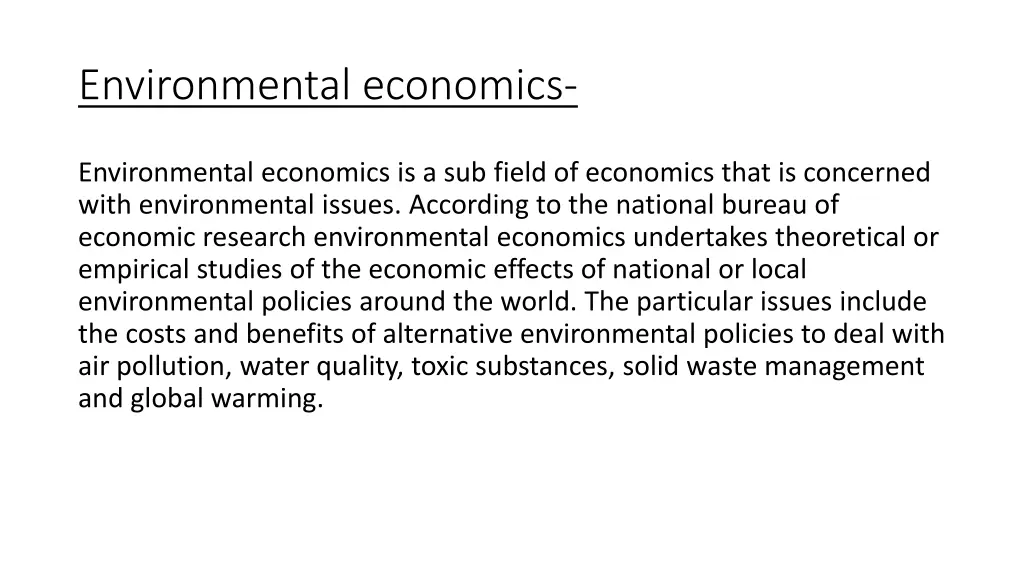 environmental economics