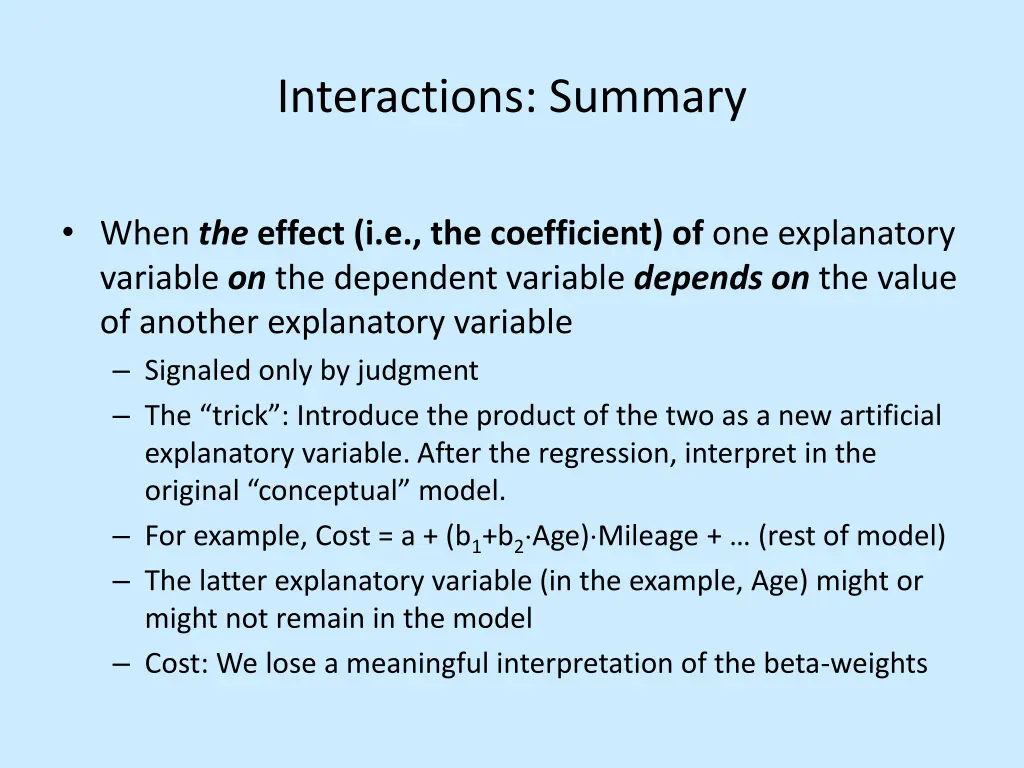 interactions summary