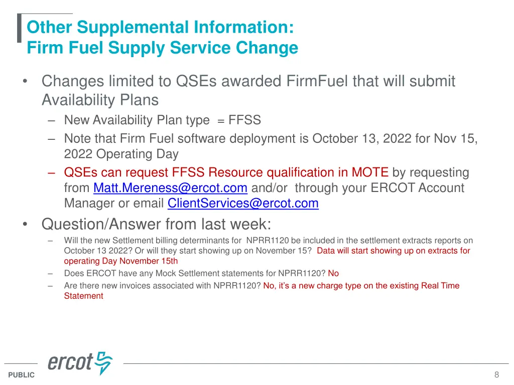 other supplemental information firm fuel supply