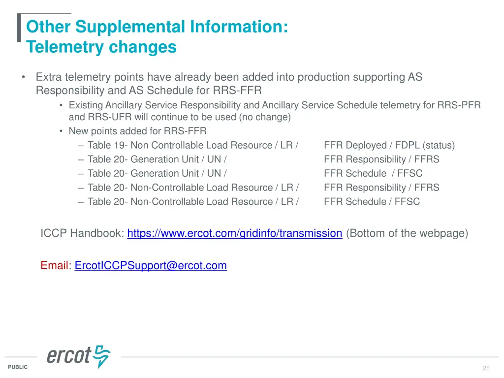 other supplemental information telemetry changes