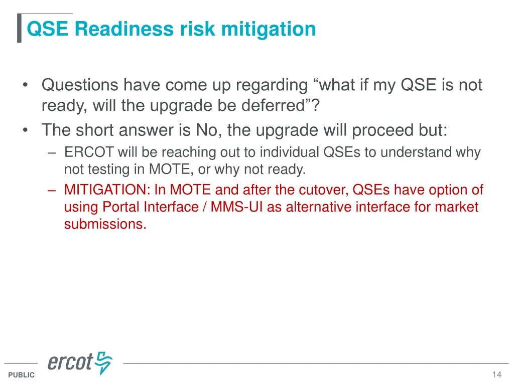 qse readiness risk mitigation