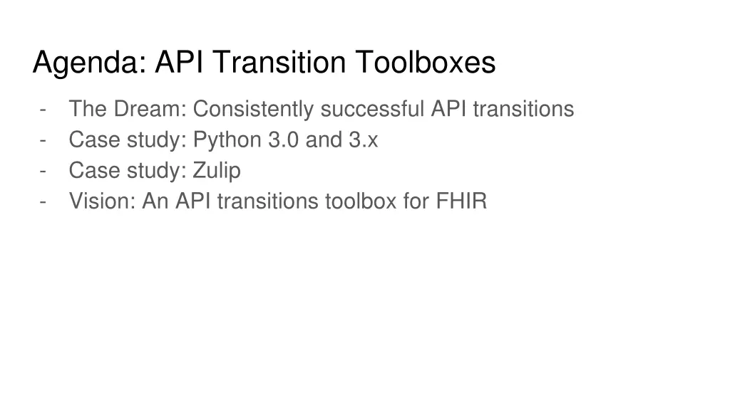 agenda api transition toolboxes