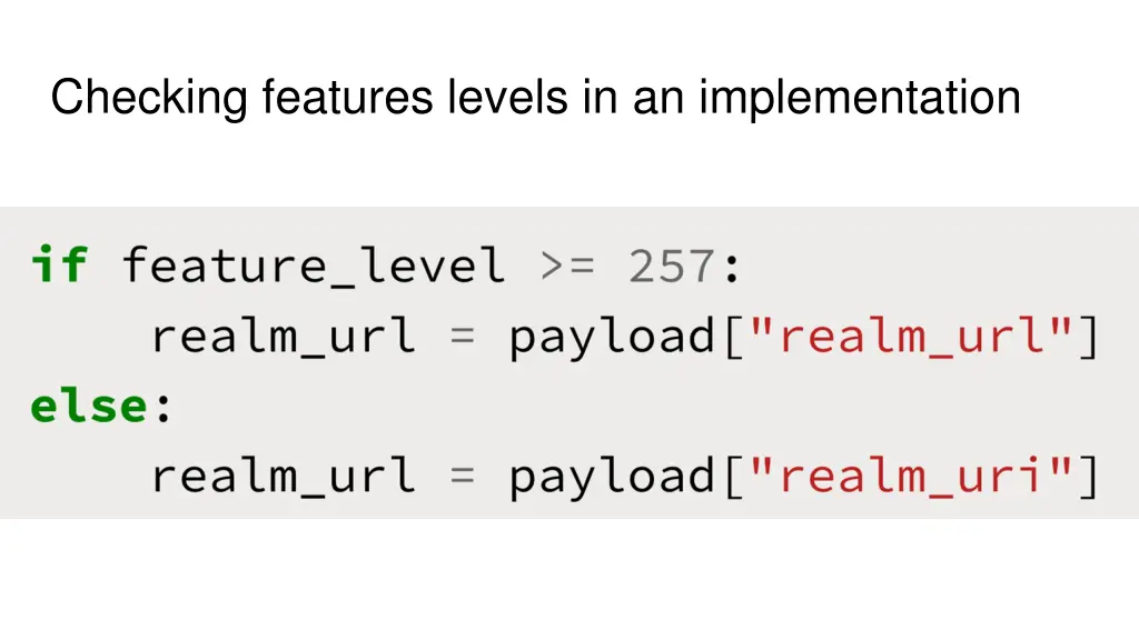 checking features levels in an implementation