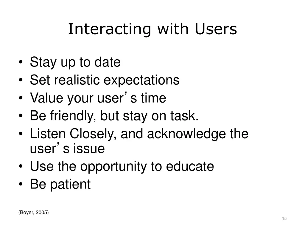 interacting with users
