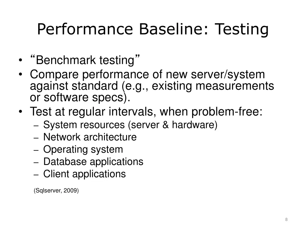 performance baseline testing