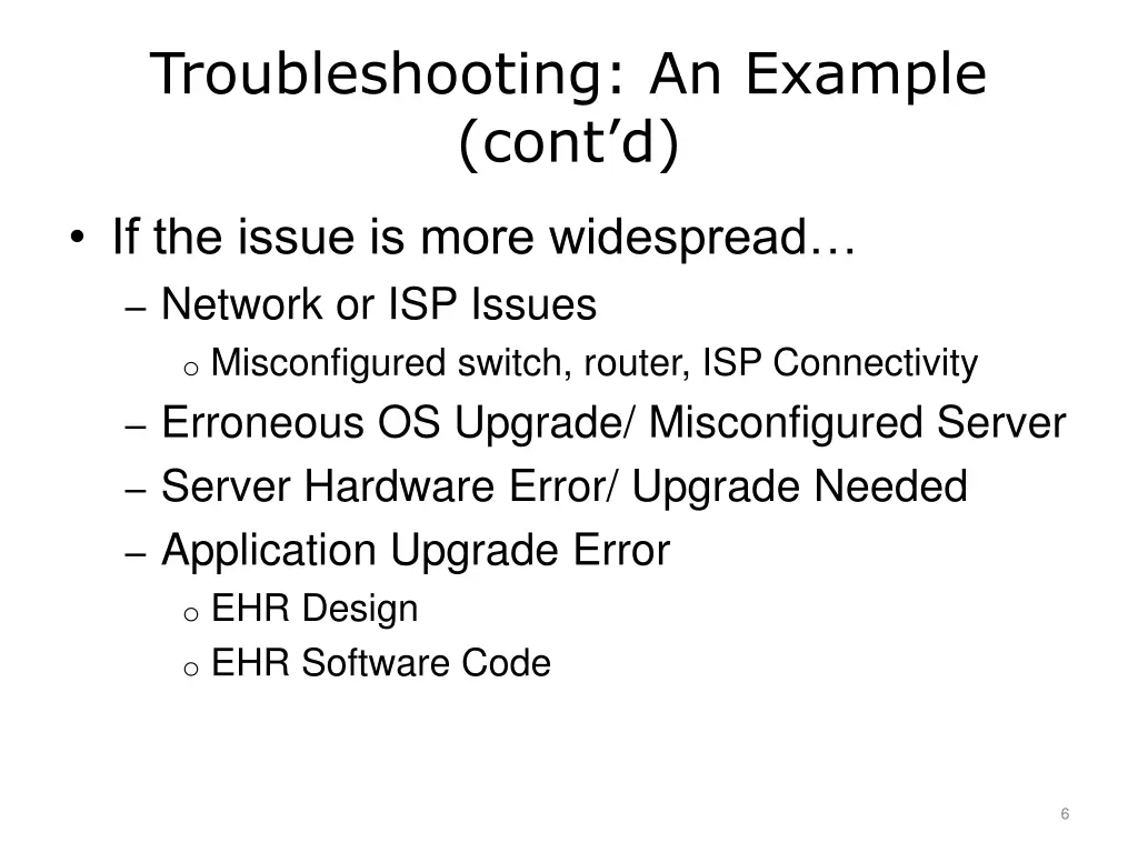 troubleshooting an example cont d