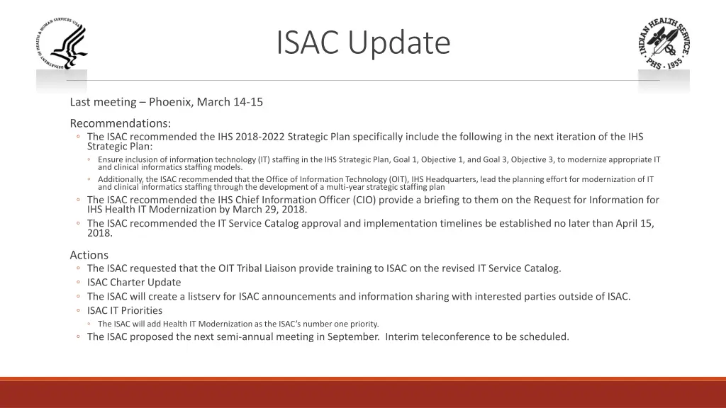 isac update