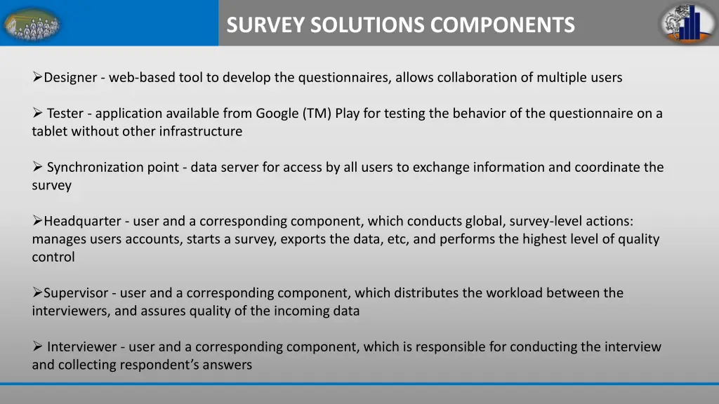 survey solutions components