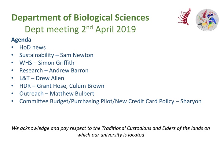 department of biological sciences dept meeting
