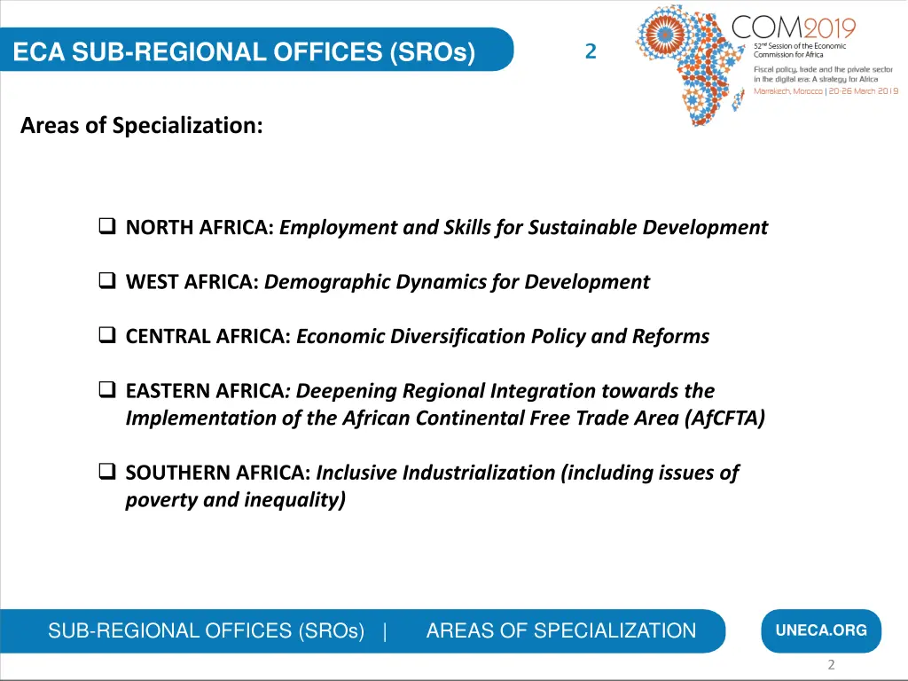eca sub regional offices sros