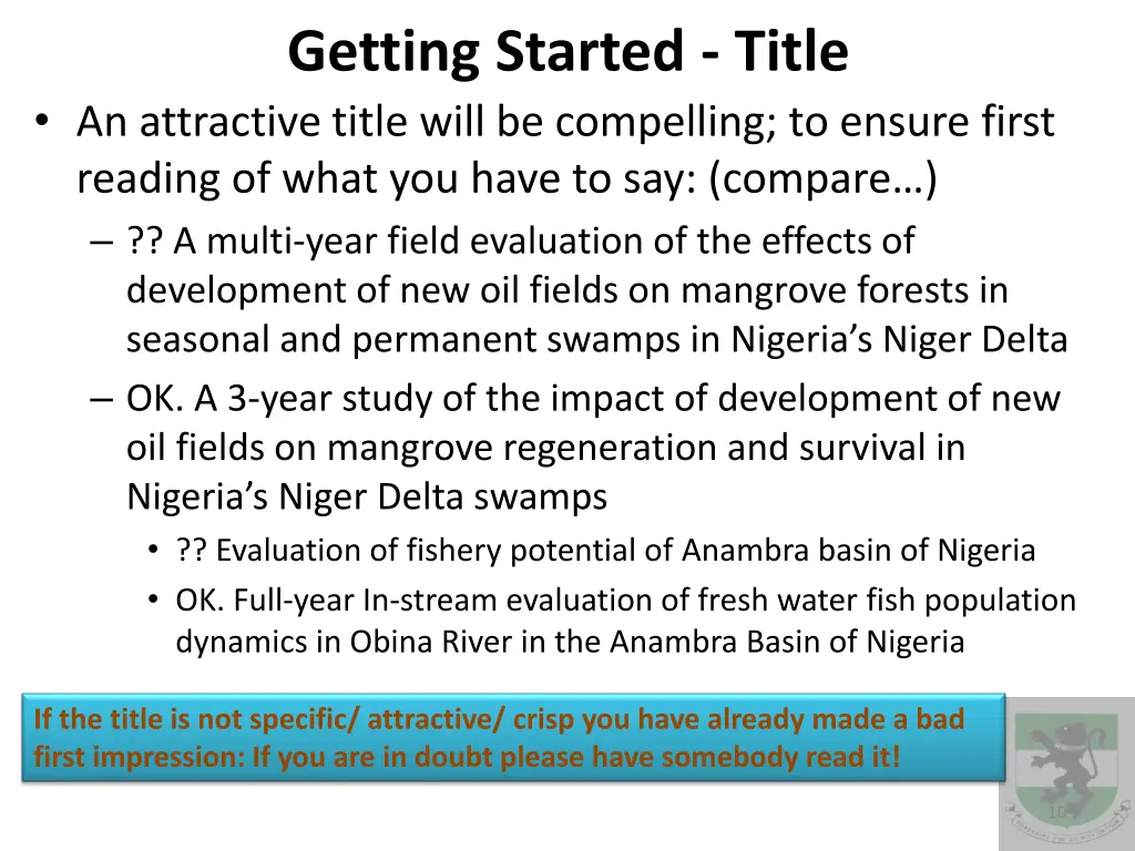 getting started title an attractive title will