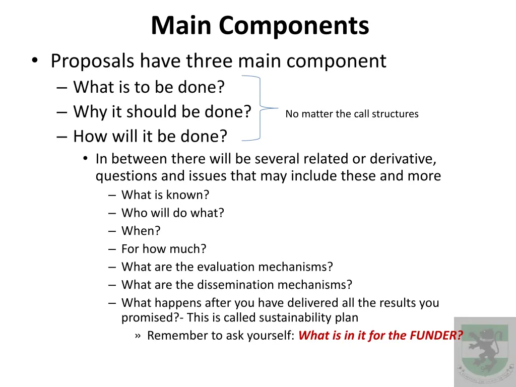 main components