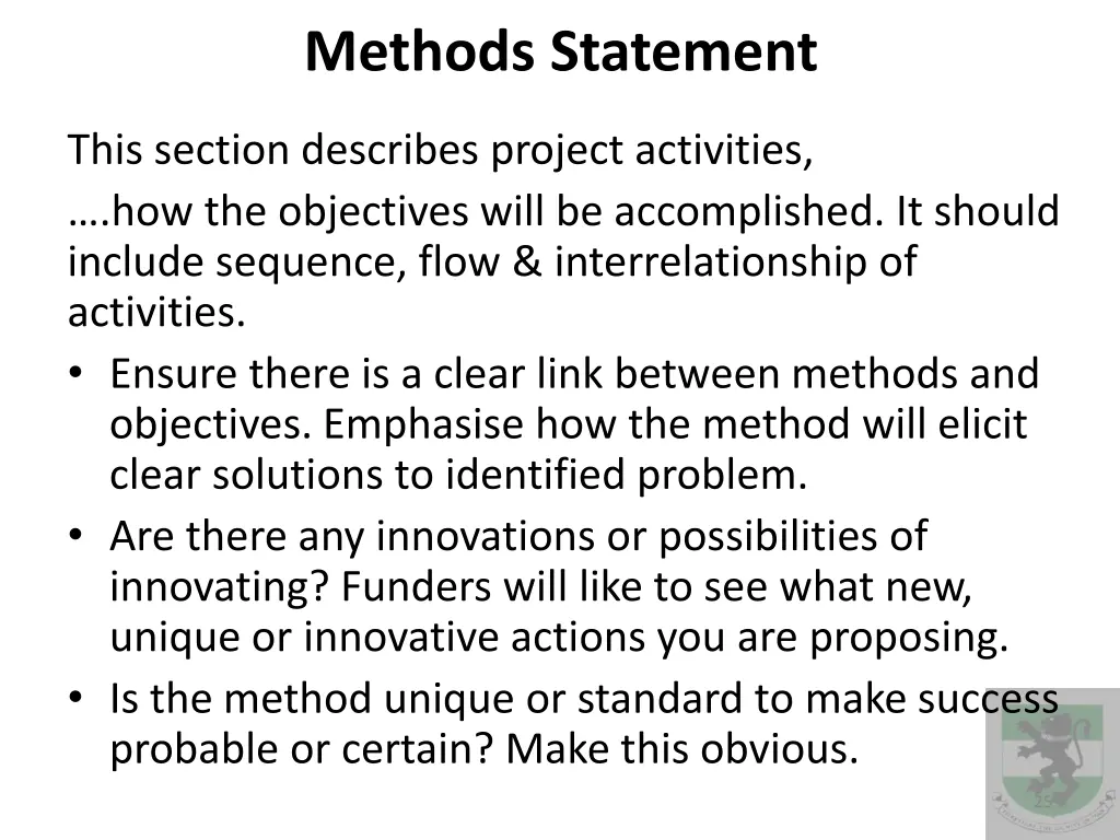 methods statement