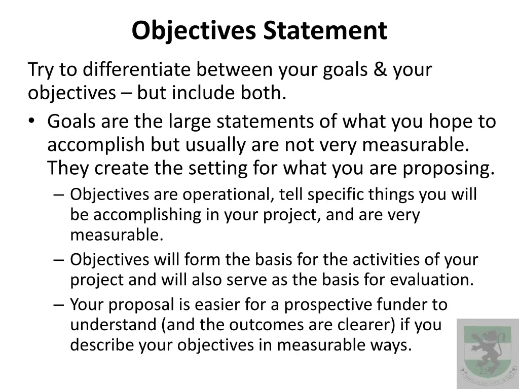 objectives statement