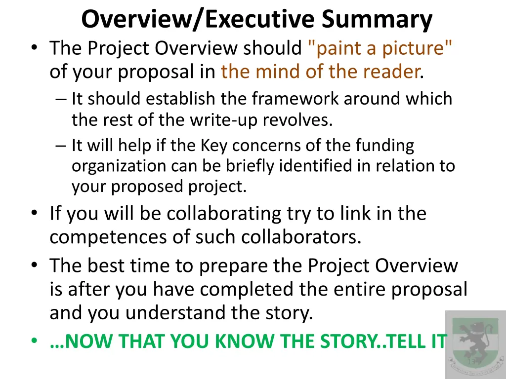 overview executive summary the project overview