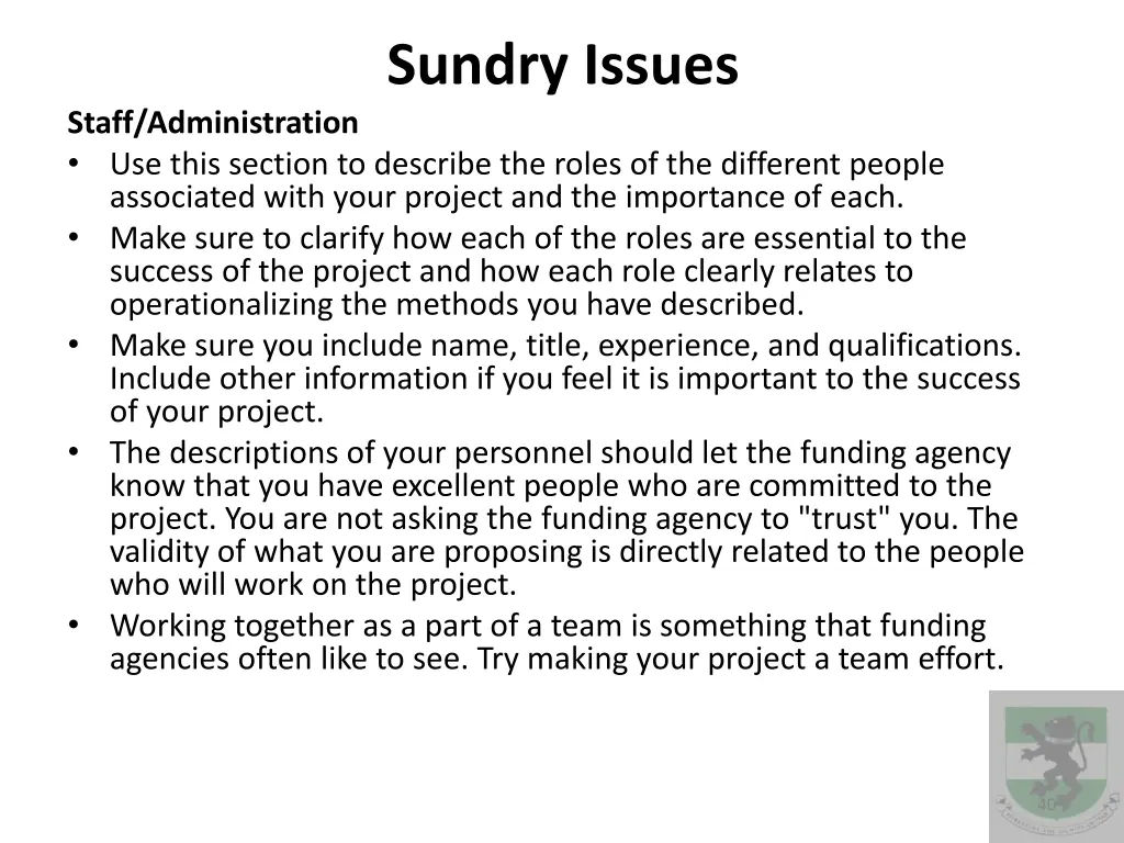 sundry issues