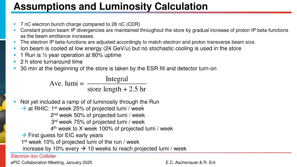 assumptions and luminosity calculation