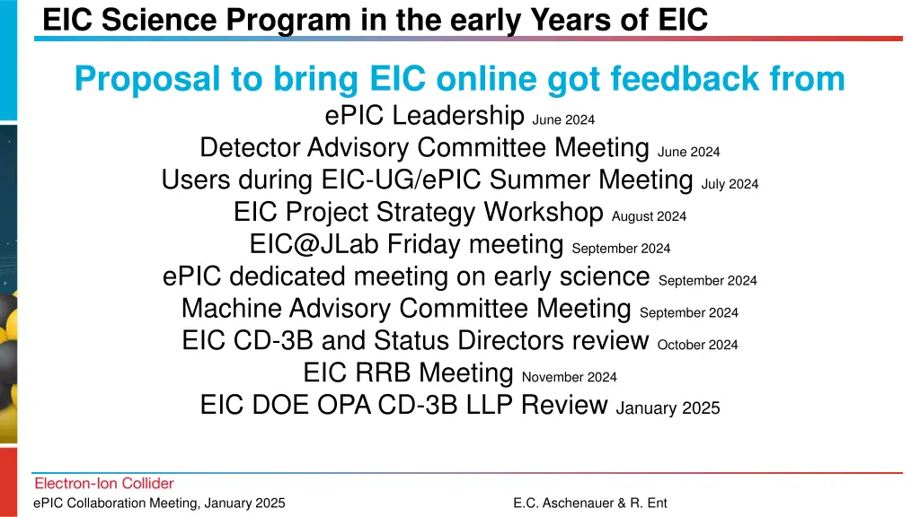 eic science program in the early years of eic
