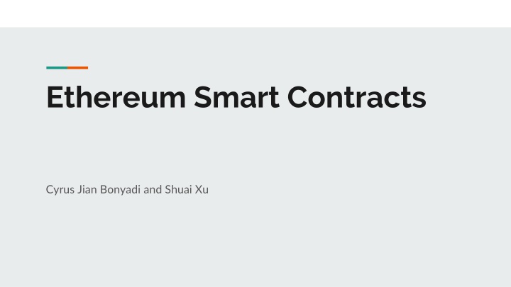 ethereum smart contracts