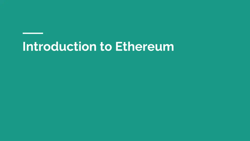 introduction to ethereum