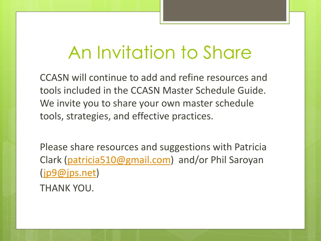 an invitation to share