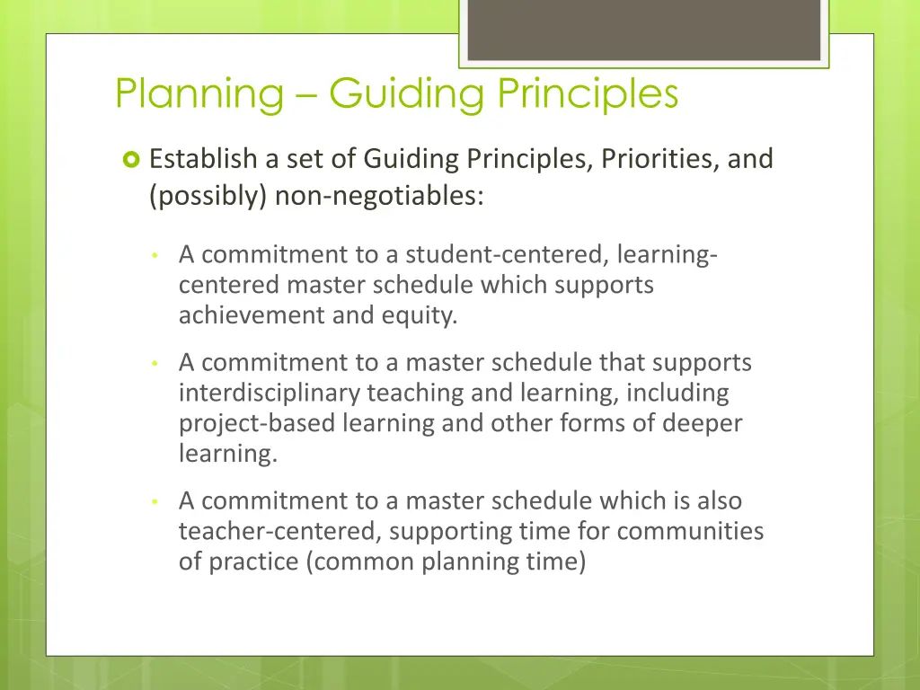 planning guiding principles