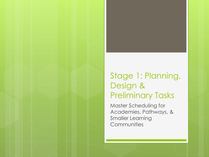 stage 1 planning design preliminary tasks master
