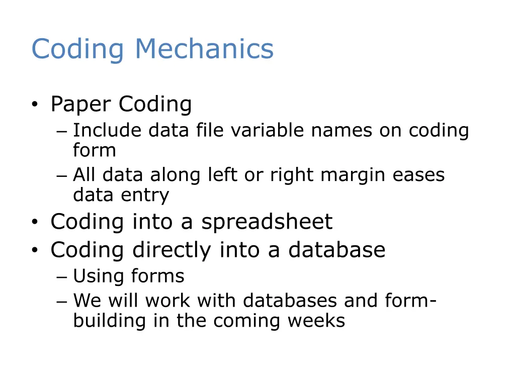 coding mechanics