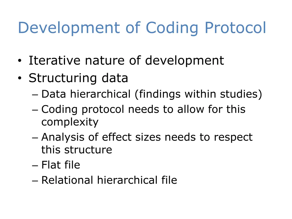 development of coding protocol 2
