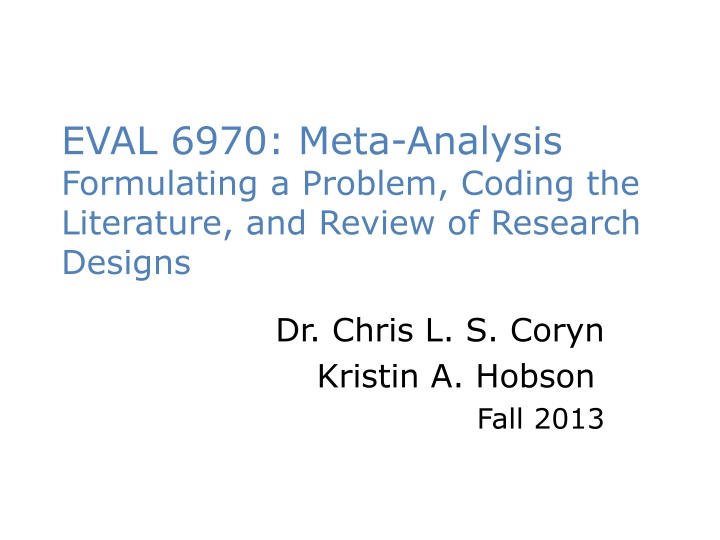 eval 6970 meta analysis formulating a problem