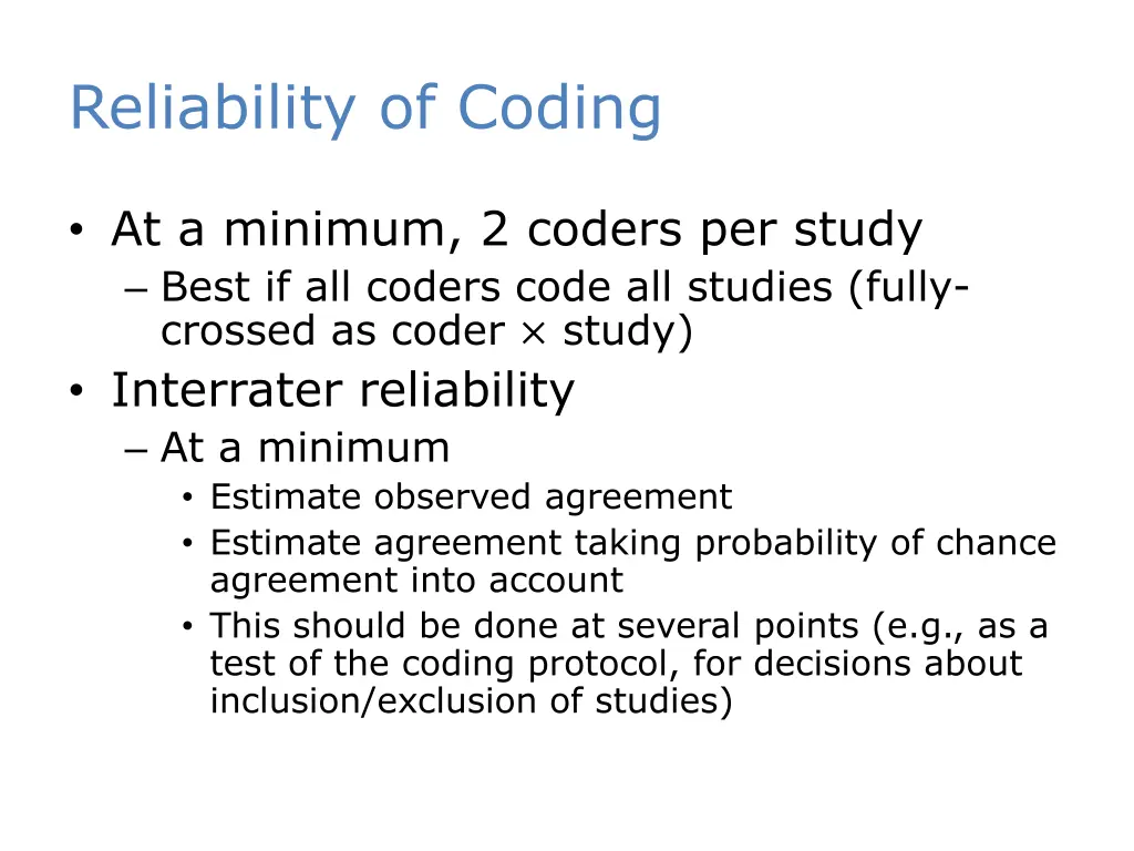 reliability of coding