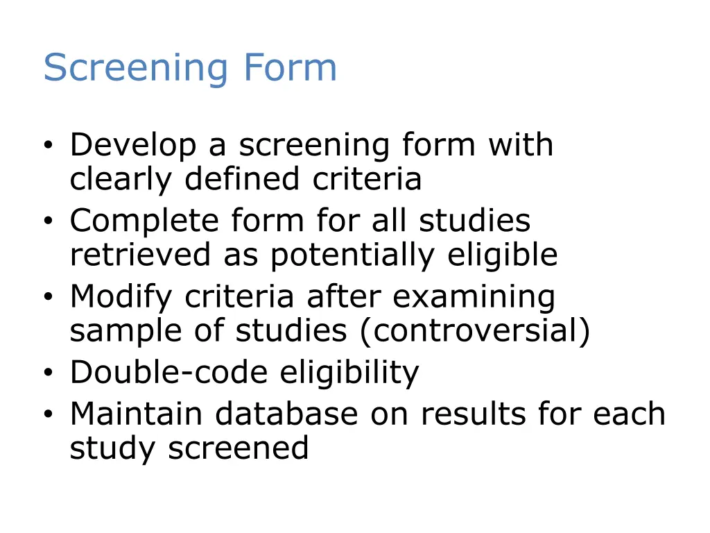 screening form