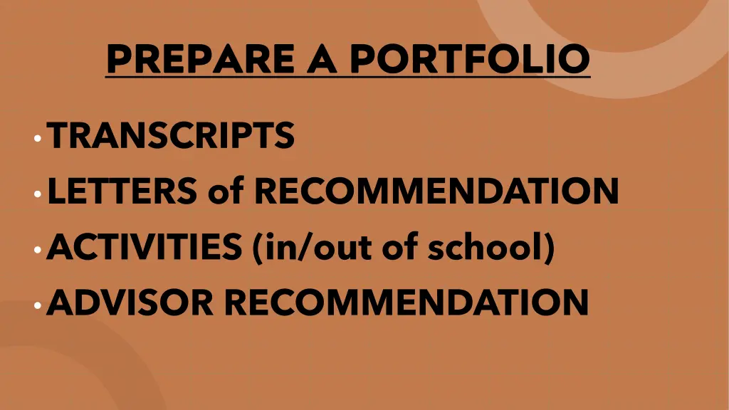 prepare a portfolio