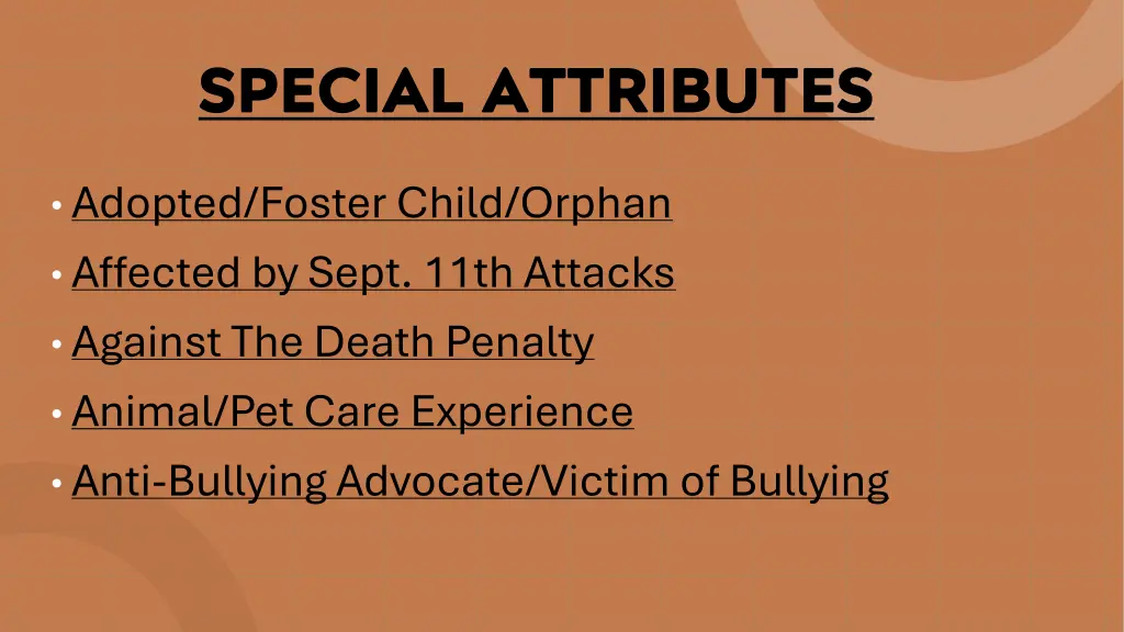 special attributes 1