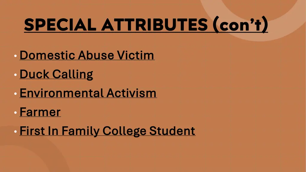 special attributes con t 1