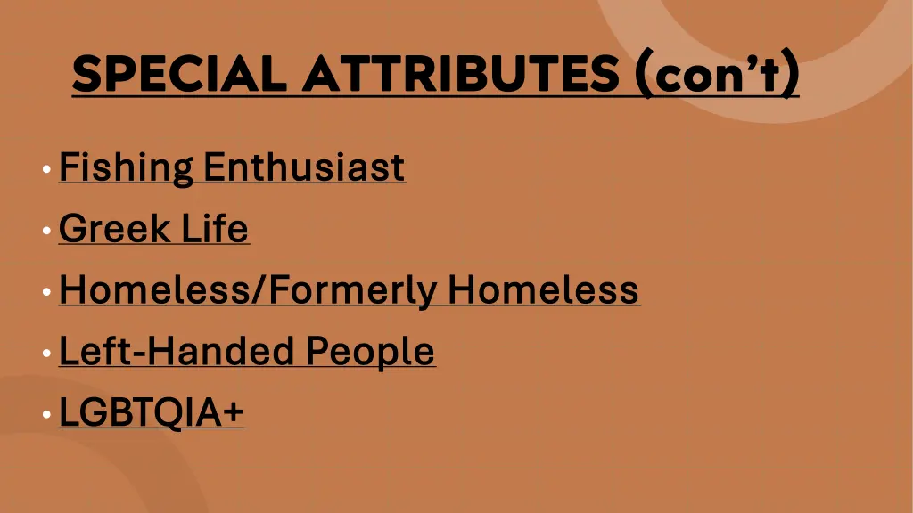 special attributes con t 2