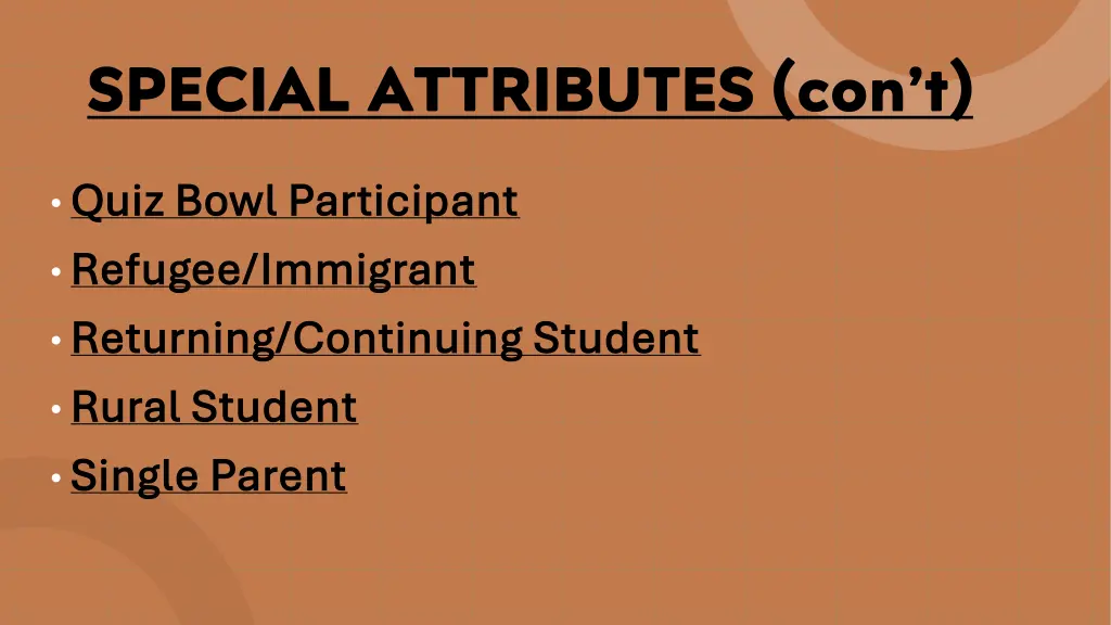 special attributes con t 5