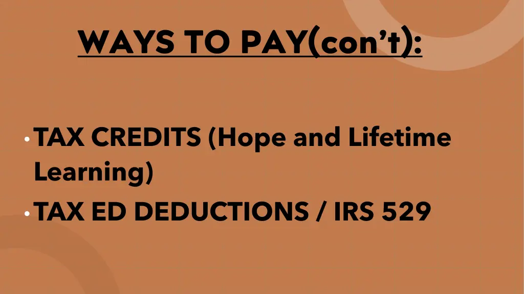 ways to pay con t