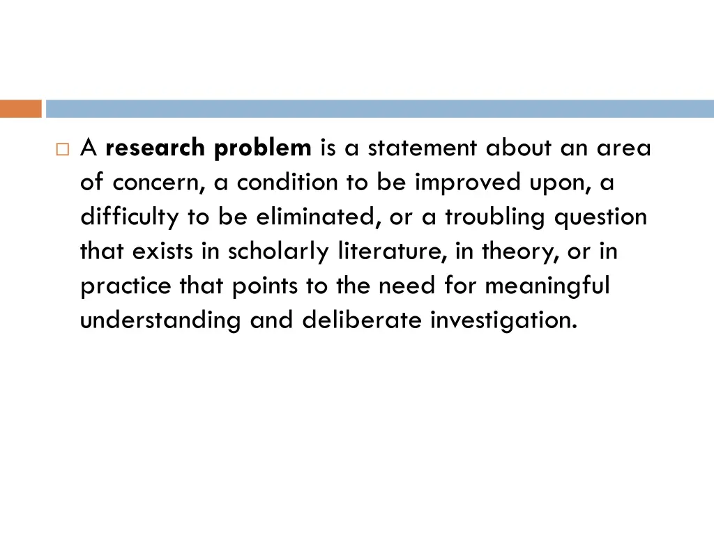 a research problem is a statement about an area