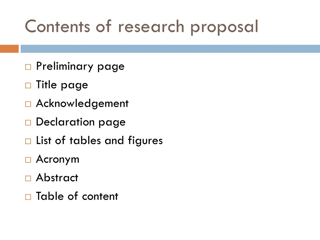 contents of research proposal