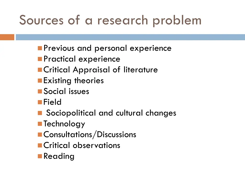 sources of a research problem