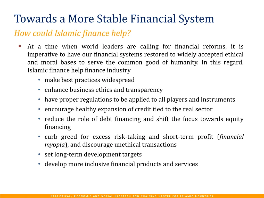 towards a more stable financial system how could
