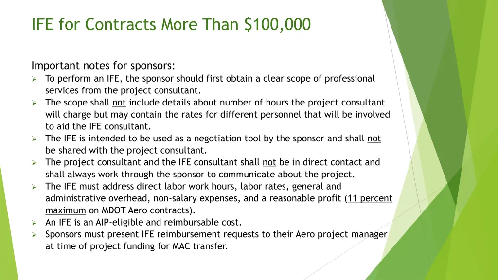 ife for contracts more than 100 000