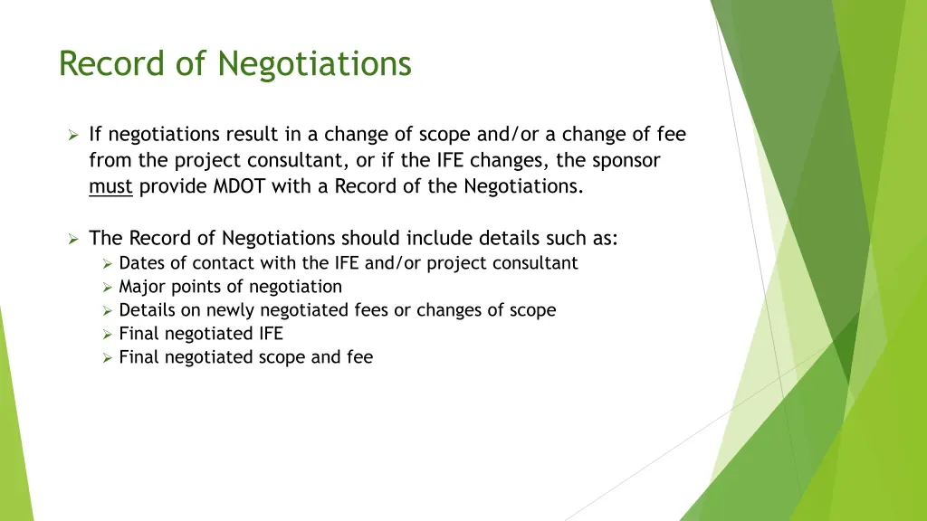record of negotiations